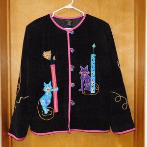 Vintage Embroidered Blazer with Cats